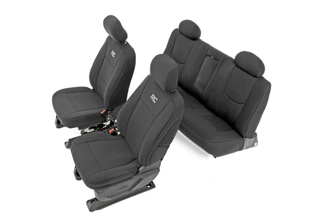 Rough Country Neoprene Front & Rear Seat Covers Black 14-18 Silverado/Sierra 1500