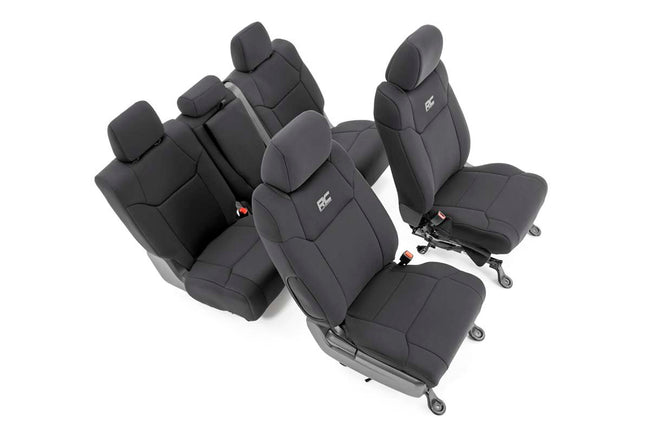 Rough Country Toyota Neoprene Front and Rear Seat Covers 14-20 Tundra Crew Cab