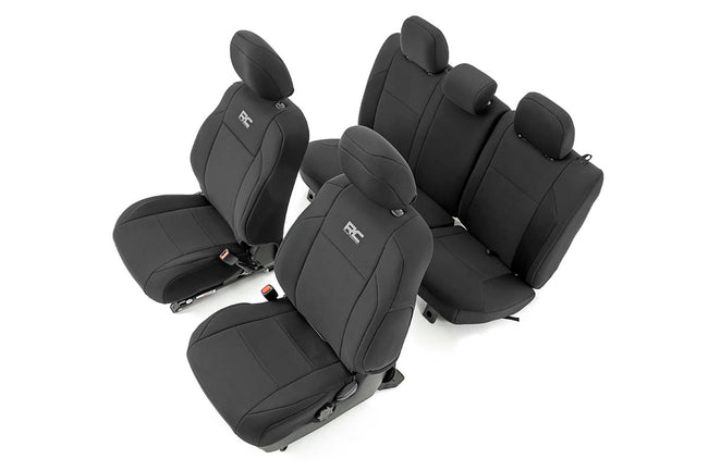 Rough Country Tacoma Neoprene Front and Rear Seat Covers For 16-Pres Toyota Tacoma Crew Cab