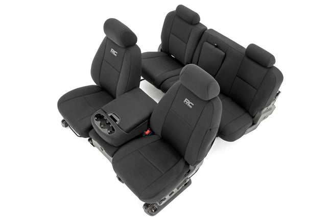 Rough Country GM Neoprene Front and Rear Seat Covers Black (07-13 1500/11-13 2500)