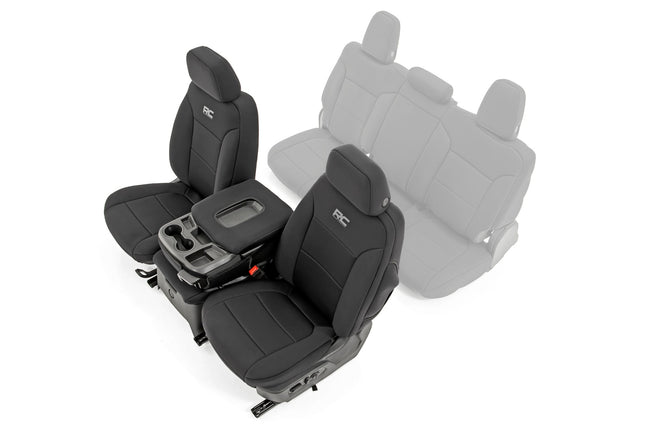 Rough Country GM Neoprene Seat Covers Front Black For 19-23 1500