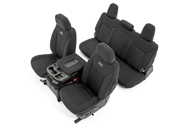 Rough Country GM Neoprene Seat Covers Front and Rear Black For 19-23 1500