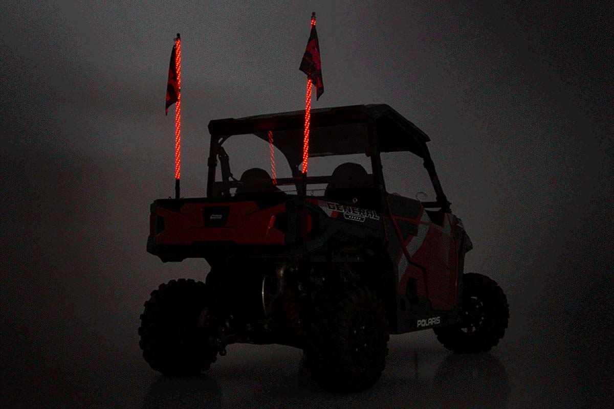 Rough Country Polaris LED Whip Light Bed Mount Kit w/ LED Whip Lights 17-20 General/14-20 Ranger