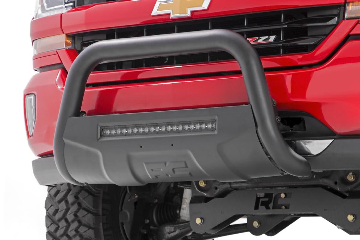 Rough Country 07-18 Silverado/Sierra 1500/ 07-19 SUV Bull Bar w/LED Light Bar Black