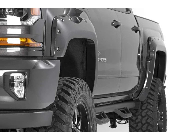 Rough Country Chevrolet Pocket Fender Flares Rivets Summit White 16-18 Silverado 1500 5 Foot 8 Inch Bed