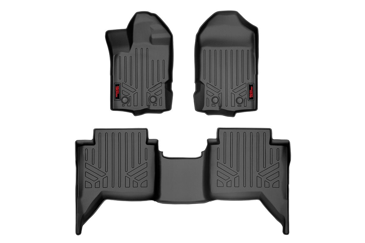 Rough Country Heavy Duty Floor Mats Front/Rear-19-20 Ford Ranger Crew Cab
