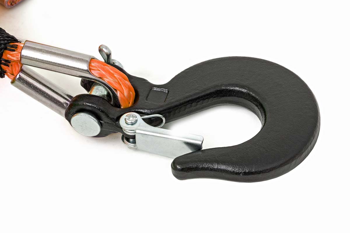 Rough Country 1/4 Inch Synthetic Rope 85 Feet Rated Up to 16,000 Lbs 3/8 Inch Includes Clevis Hook and Protective Sleeve UTV, ATV Orange