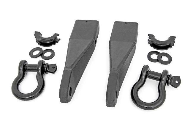Rough Country GMC Tow Hook to Shackle Conversion kit w/ D-Rings and Rubber Isolators 2020 2500 HD