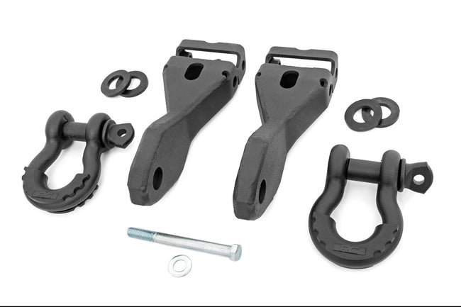 Rough Country Tow Hook Brackets D-Ring Combo 14-18 Chevy Silverado 1500