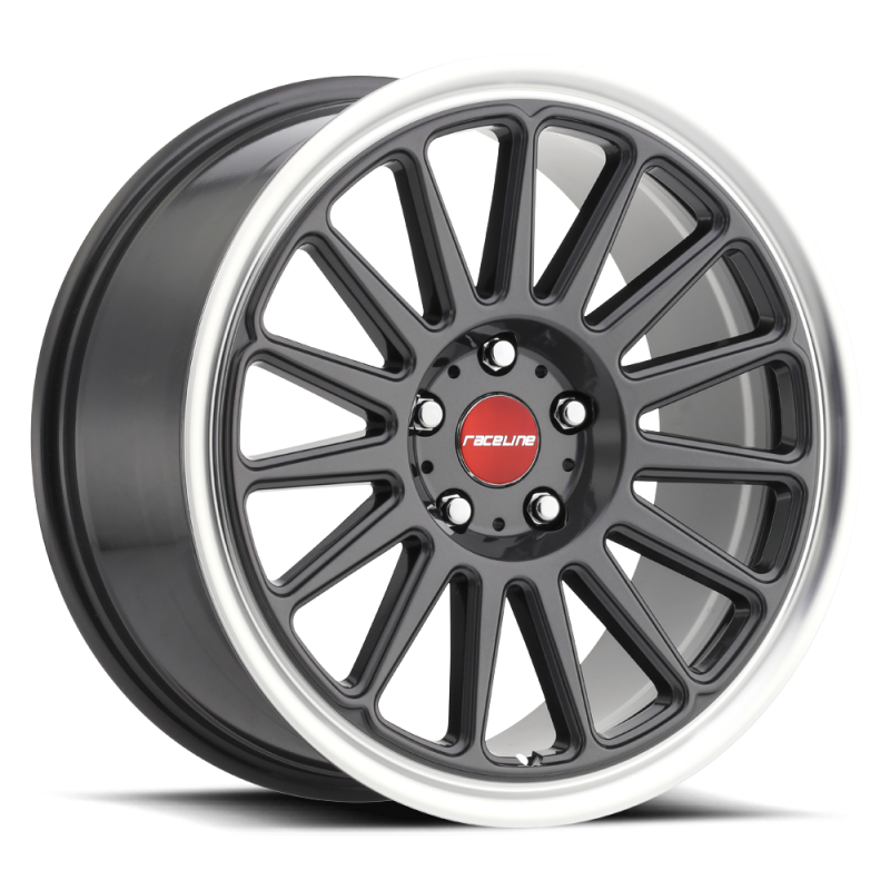 Raceline 315G Grip 18x8.5in 5x114.3 BP 45mm Offset 72.6mm Bore - Gunmetal & Machined Wheel