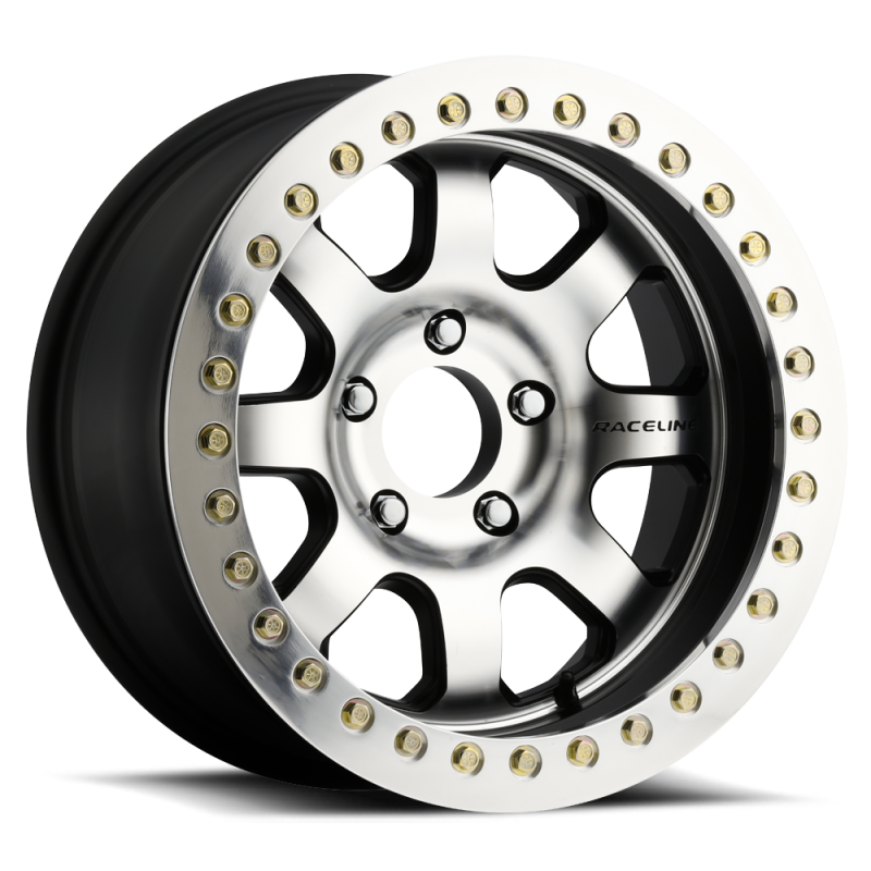 Raceline RT260 Avenger 17x8.5in 5x127 BP -19mm Offset 83.82mm Bore - Black & Machined Beadlock Wheel