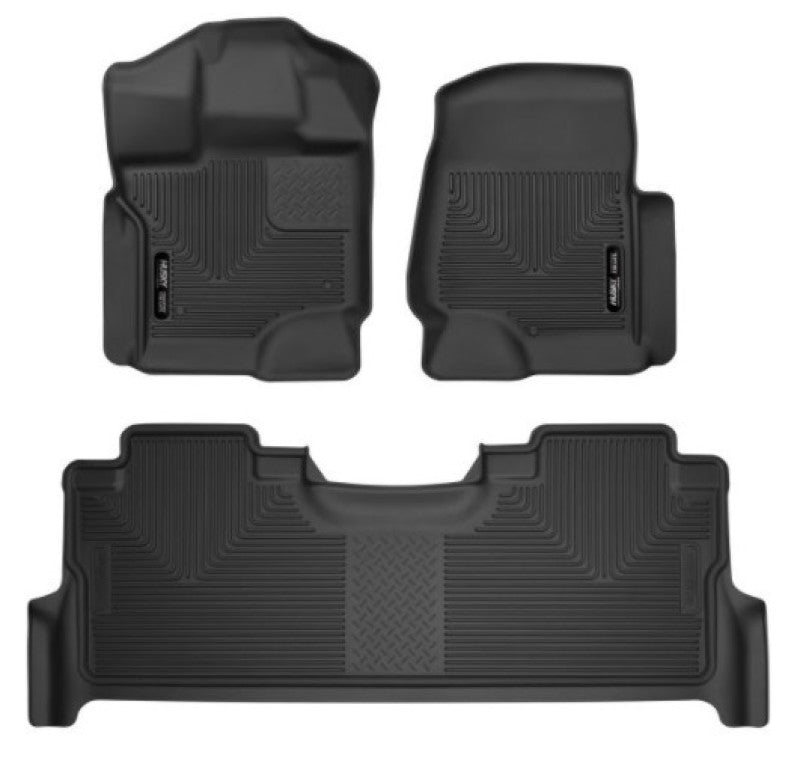 Husky Liners 2017-2024 Ford F-250 Super Duty Crew Cab X-Act Contour Black Front & Rear Floor Liners