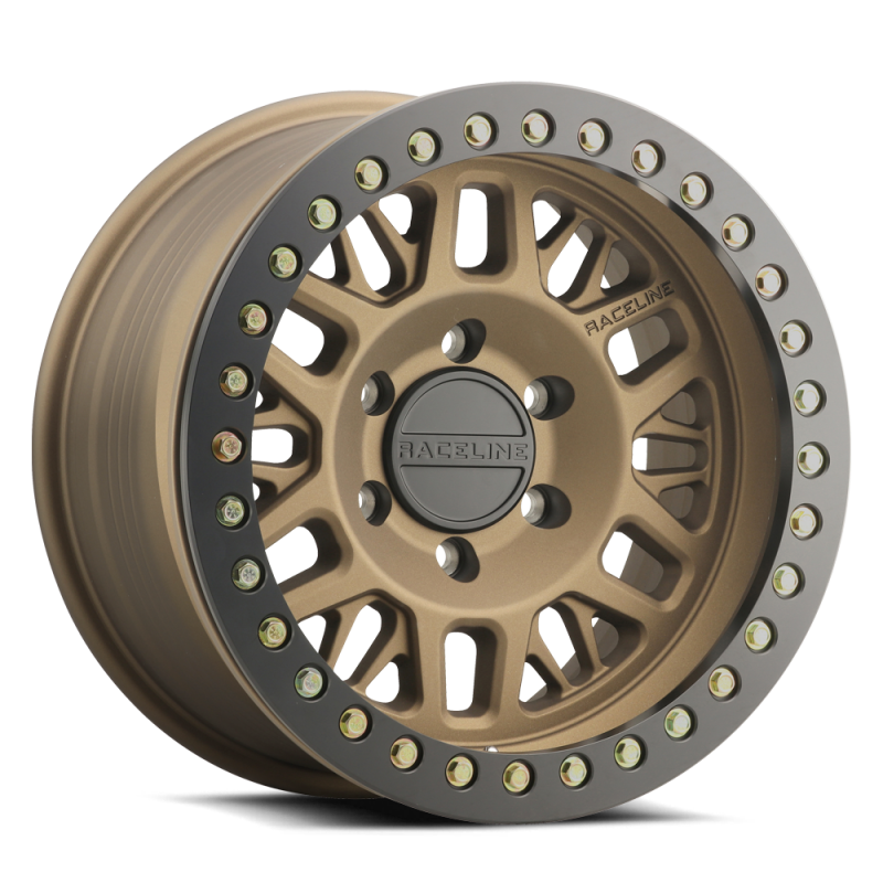 Raceline RT951B Ryno 17x9in 8x165.1 BP -38mm Offset 130.8mm Bore - Bronze & Black Ring Beadlock Wheel