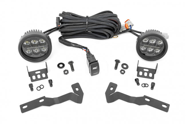 Rough Country LED Light | Ditch Mount |Black Series Round | 3.5 Inch | Amber DRL | Toyota Tacoma (16-23)