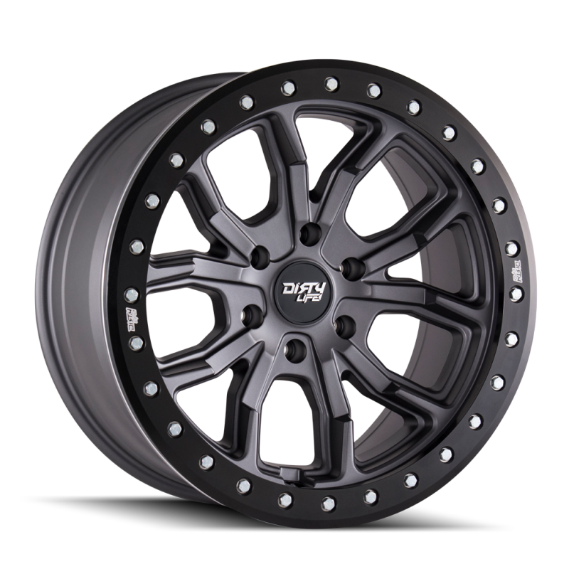 Dirty Life 9303 DT-1 17x9/5x114.3 BP/-12mm Offset/72.6mm Hub Matte Gunmetal Wheel - Beadlock