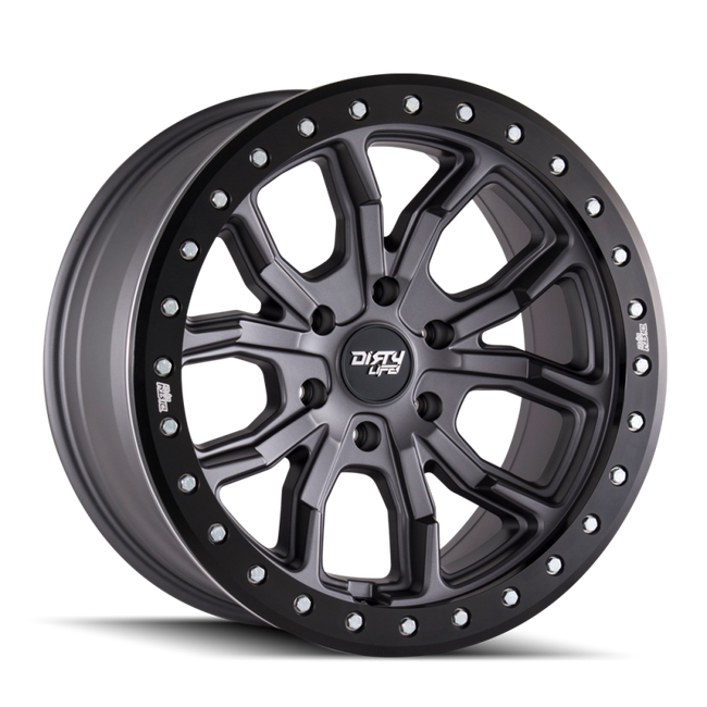 Dirty Life 9303 DT-1 17x9/6x139.7 BP/-12mm Offset/106mm Hub Matte Gunmetal Wheel - Beadlock
