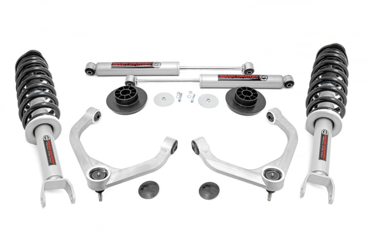Rough Country 3.0 Inch Dodge Bolt-On Lift Kit w/ N3 Struts and Rear N3 Shocks For 12-18 Ram 1500 4WD