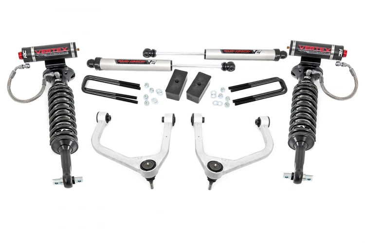 Rough Country 3.5 Inch Lift Kit W/ Vertex Struts And Rear V2 Shocks 19-24 GMC Sierra 1500 2WD/4WD With Multi-Leaf Springs