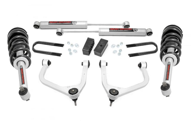 Rough Country 3.5 Inch Suspension Lift Kit w/ N3 Struts And Shocks 19-23 GMC Silverado/Sierra 1500 4WD/2WD With Mono-Leaf Rear Spring