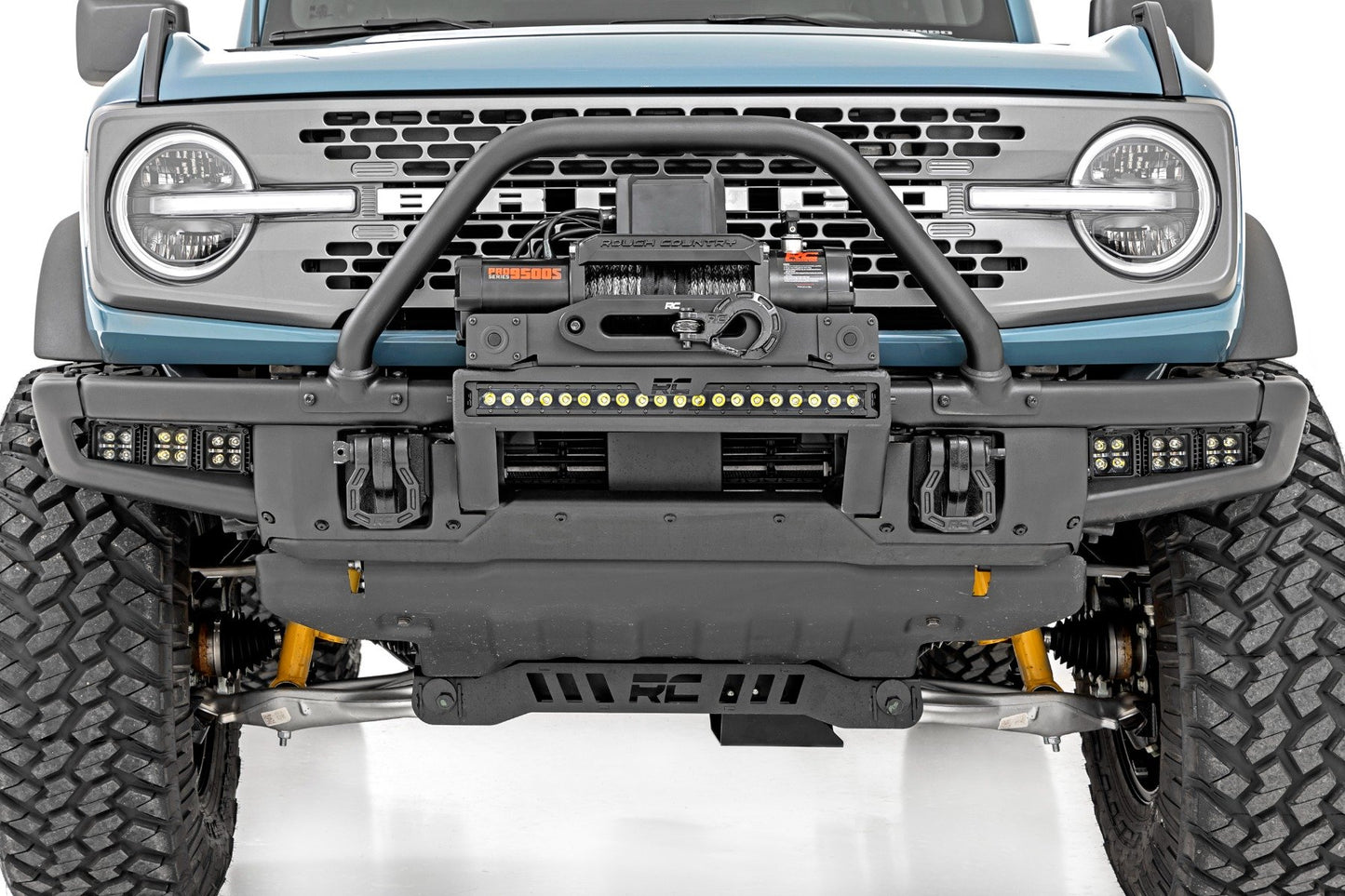 High Winch Mount | All Models | 12000S | 20 Inch Black Single Row LED | Ford Bronco (21-25)