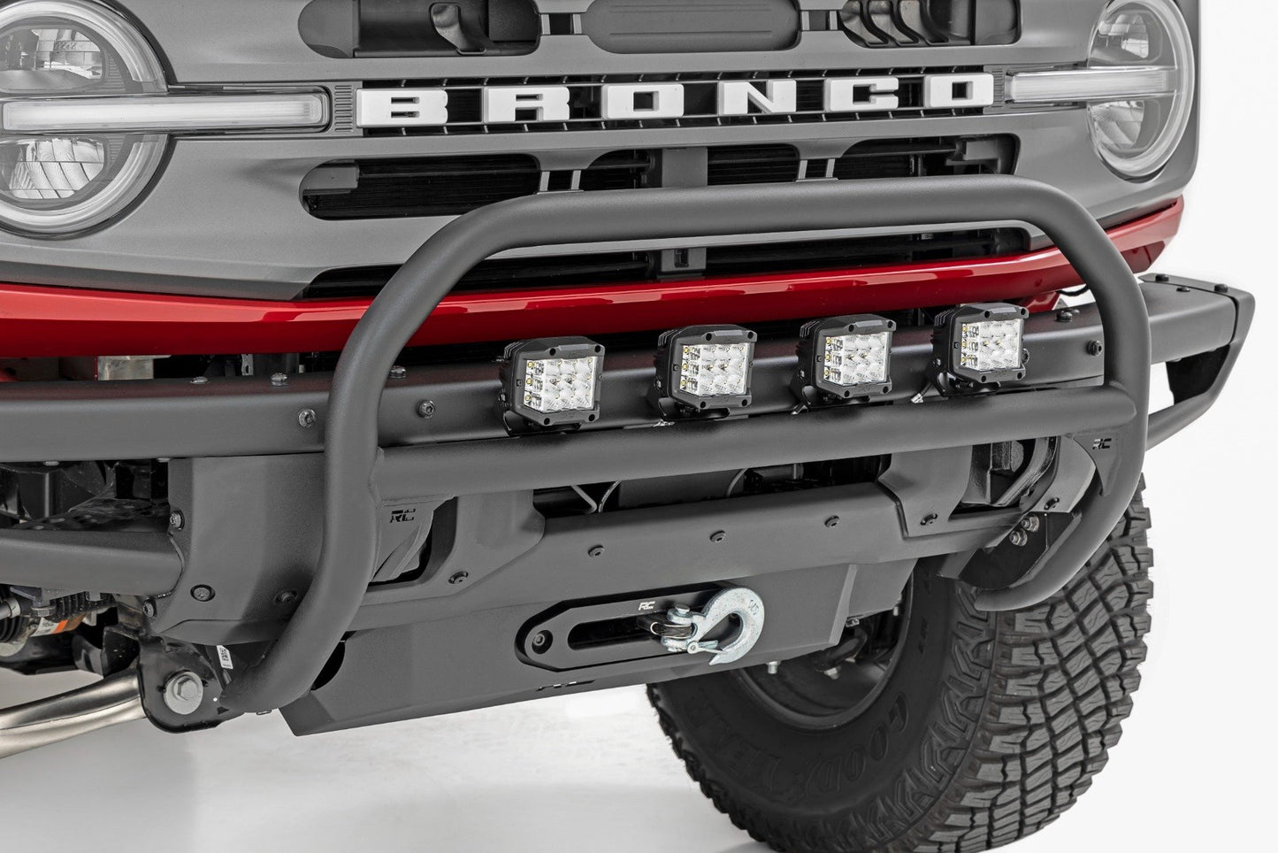 Rough Country Nudge Bar 4" Round LED Lights 21-25 Ford Bronco 4WD With Modular Bumper
