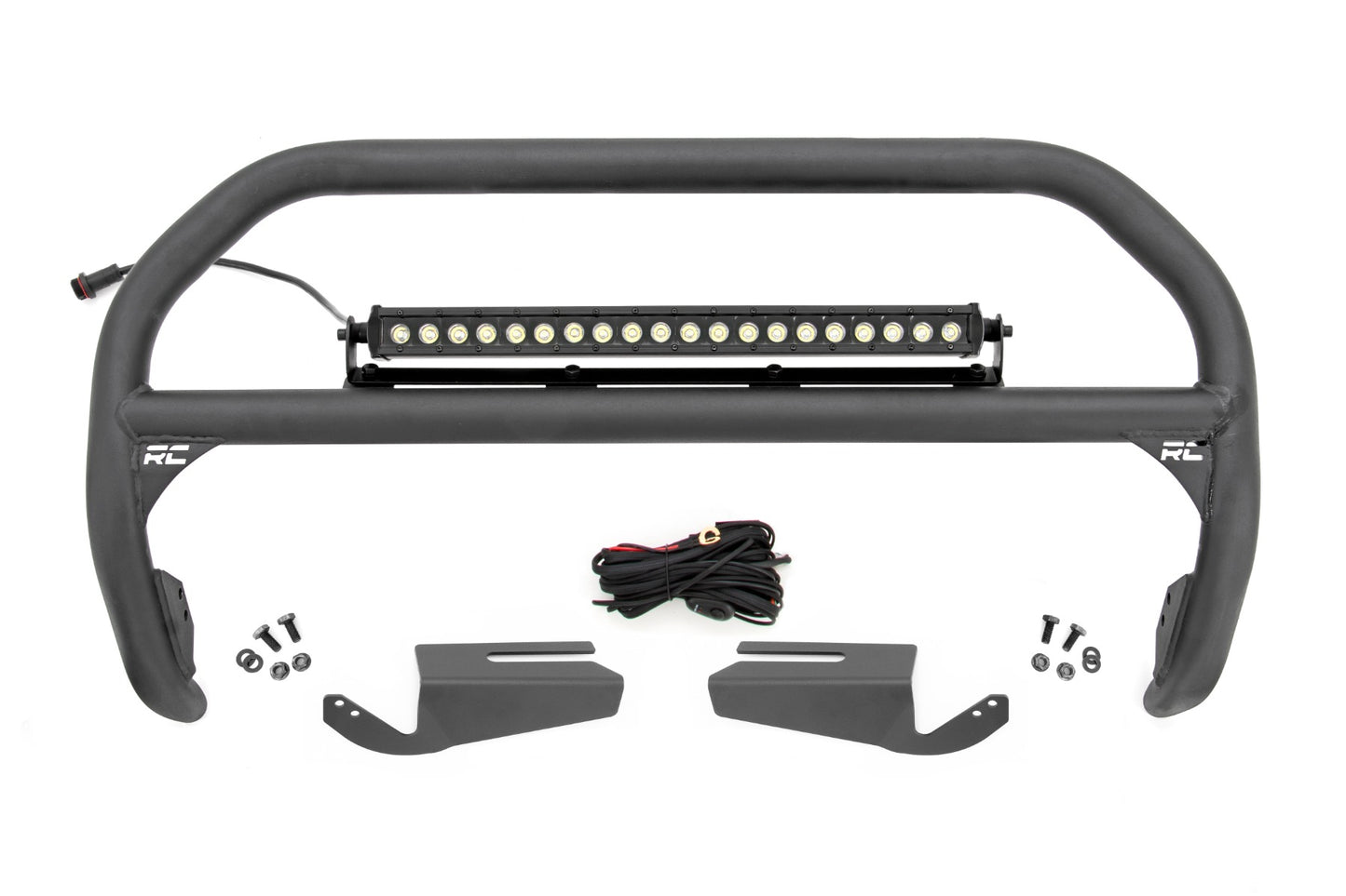 Rough Country Nudge Bar Black Series w/White DRL Light Bar 21-25 Ford Bronco 4WD With Modular Bumper
