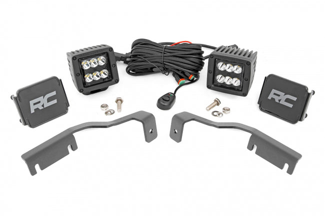 Rough Country LED Light Kit | Ditch Mount | 2" Black Pair | Spot | Nissan Frontier (22-23)