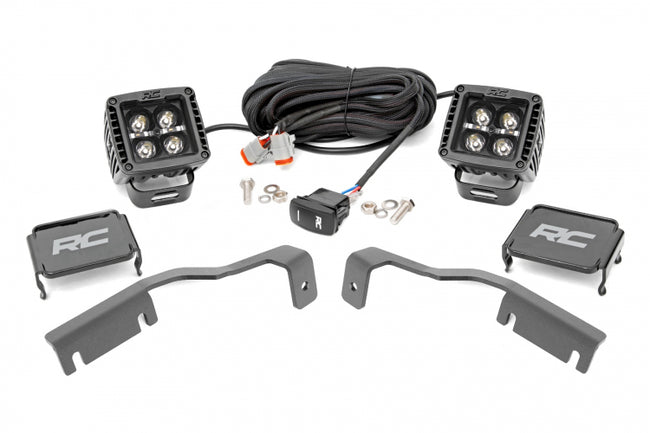 Rough Country LED Light Kit | Ditch Mount | 2" Black Pair | Amber DRL | Nissan Frontier (22-23)