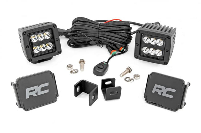 Rough Country LED Light Kit | Ditch Mount | 2" Black Pair | Spot | Toyota Tundra (22-23)