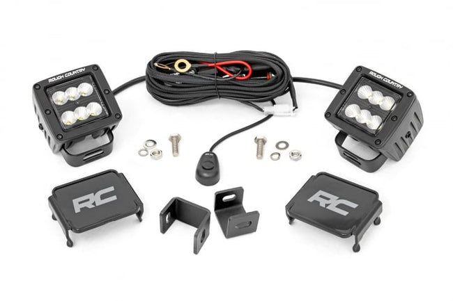 Rough Country LED Light Kit | Ditch Mount | 2" Black Pair | Flood | Toyota Tundra (22-23)
