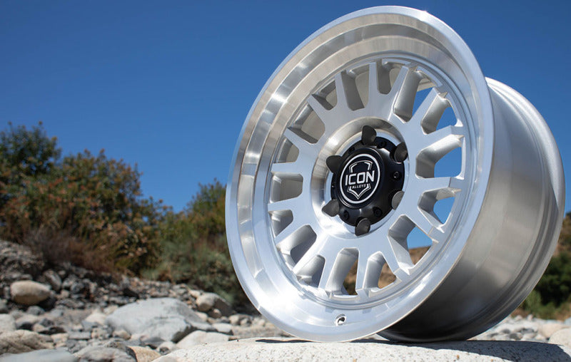 ICON Anza 17x8.5 / 5x5 / -6mm / 4.5in BS Silver Machined Wheel