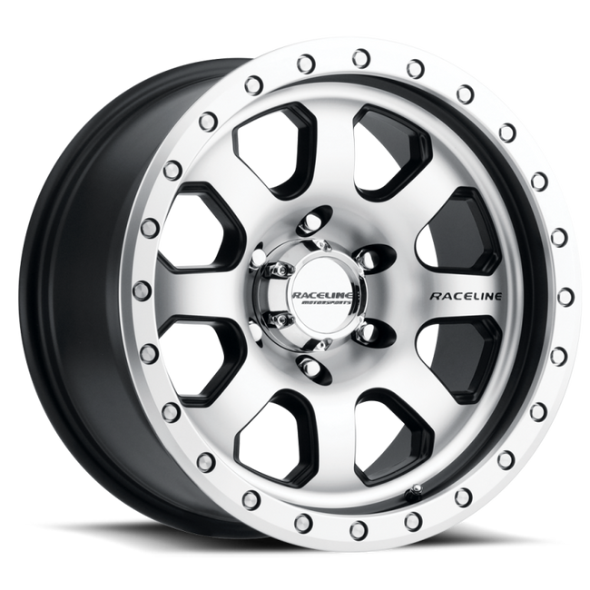 Raceline 929M Avenger 17x9in / 6x139.7 BP / -12mm Offset / 107.95mm Bore - Black & Machined Wheel