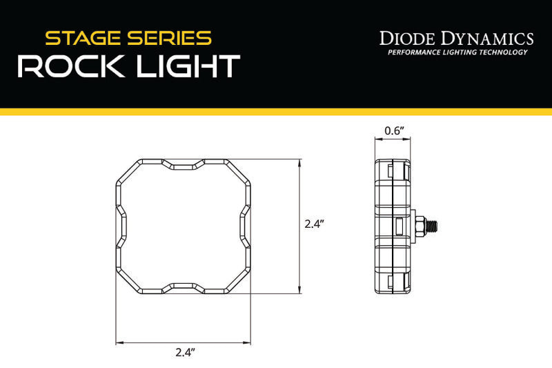 Diode Dynamics Stage Series SXS Rock Light Installer Kit, RGBW M8 w/Controller (4-pack)