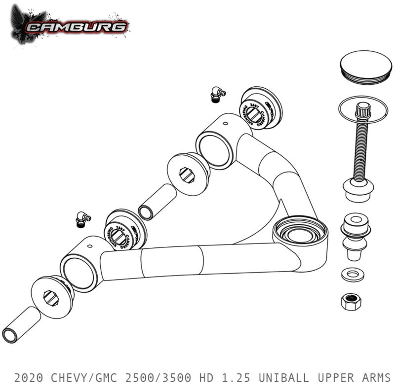 Camburg Chevy/GMC 2500/3500 HD 2WD/4WD 20-24 1.25in Performance Uniball Upper Arms (w/ covers)