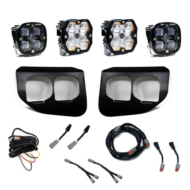 Baja Designs 20-22 Ford Super Duty Squadron 2.0 Pro/SAE Dual Fog Pocket Kit (Driving/Combo) - Clear