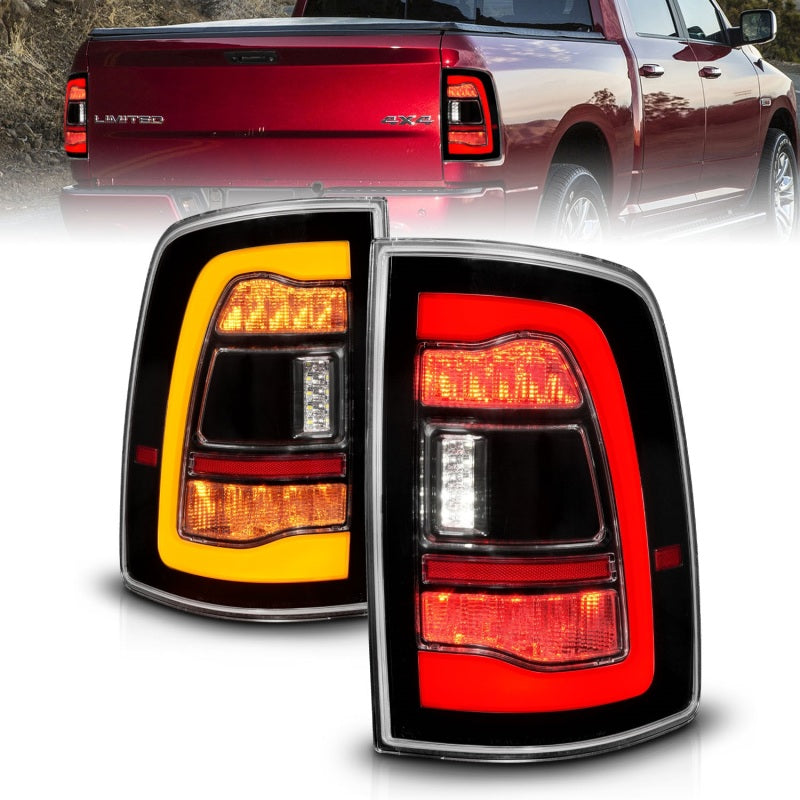 ANZO 10-18 Dodge Ram 1500/2500/3500 Sequential LED Taillights Black w/Switchback Amber Signal