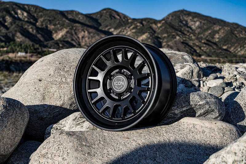ICON Anza 17x8.5 6x5.5 25mm Offset 5.75in BS 95.1mm Hub Bore Satin Black Wheel