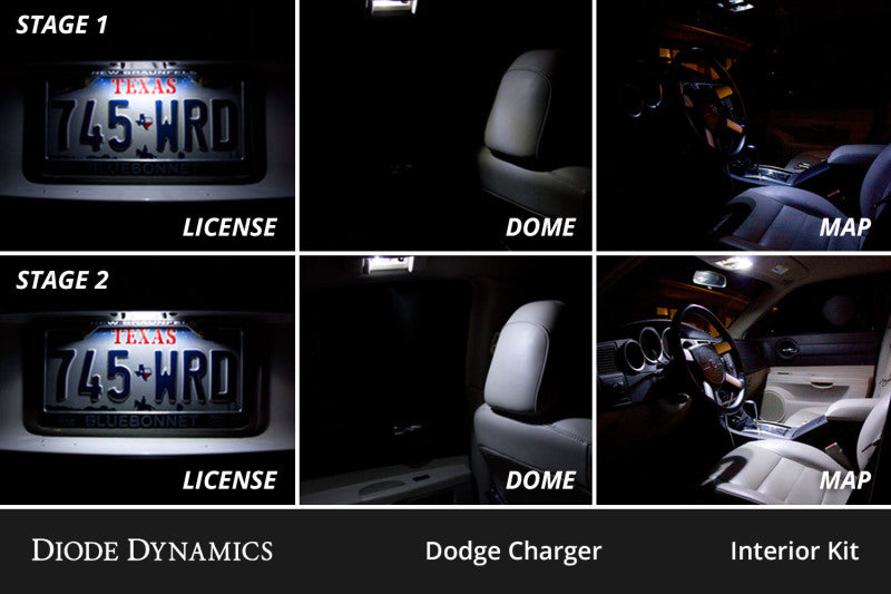 Diode Dynamics 06-10 Dodge Charger Interior LED Kit Cool White Stage 1