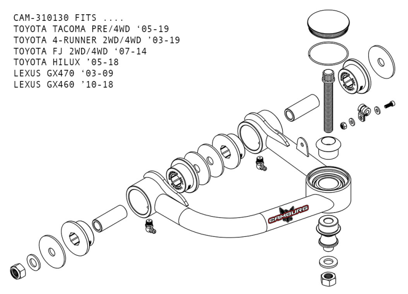 Camburg Toyota Tacoma Pre-Runner/4WD 05-23, 4Runner 03-24 / FJ 07-14 1.25in Uniball Upper Arms w/ covers