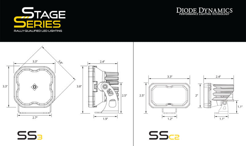 Diode Dynamics  2024+ Toyota Tacoma Stage Series 2in LED Ditch Light Kit - Pro White Combo