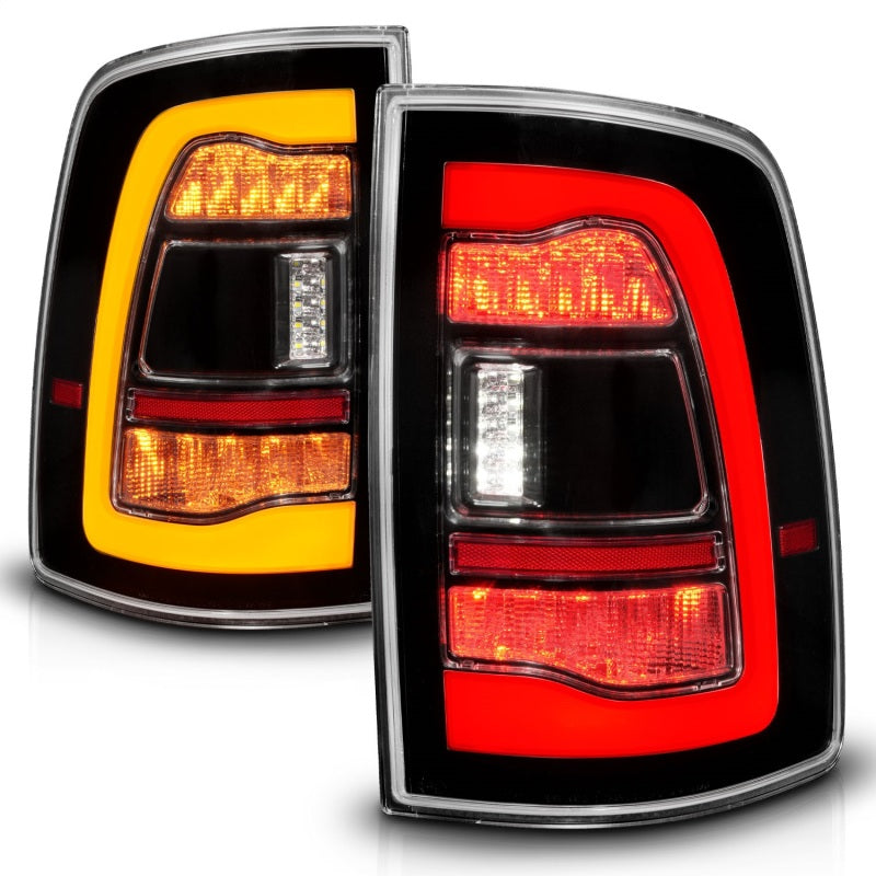 ANZO 10-18 Dodge Ram 1500/2500/3500 Sequential LED Taillights Black w/Switchback Amber Signal