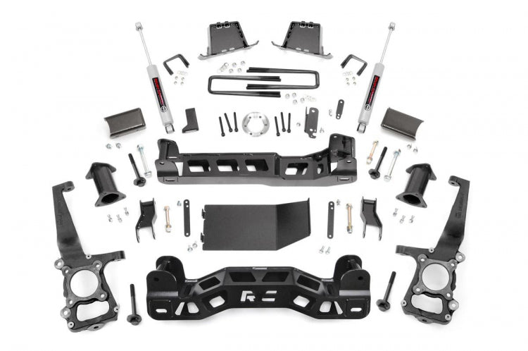 Rough Country 6 Inch Suspension Lift Kit Strut Spacers, N3 Rear Shocks 2014 F-150 4WD