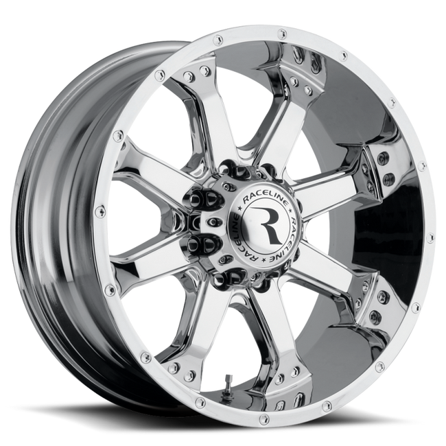 Raceline 991C Assault 16x8in 5x127 BP 0mm Offset 78.1mm Bore - Chrome Wheel