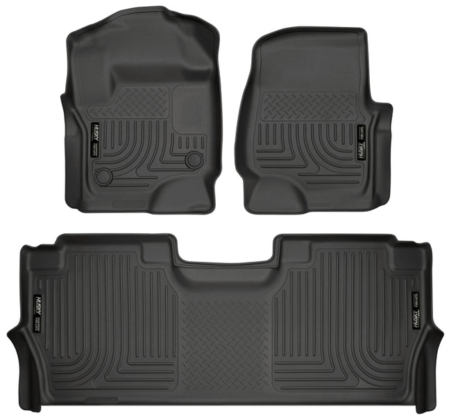 Husky Liners 17-19 F-250/F-350/F-450 Crew Cab Weatherbeater Black Front & 2nd Seat Floor Liners