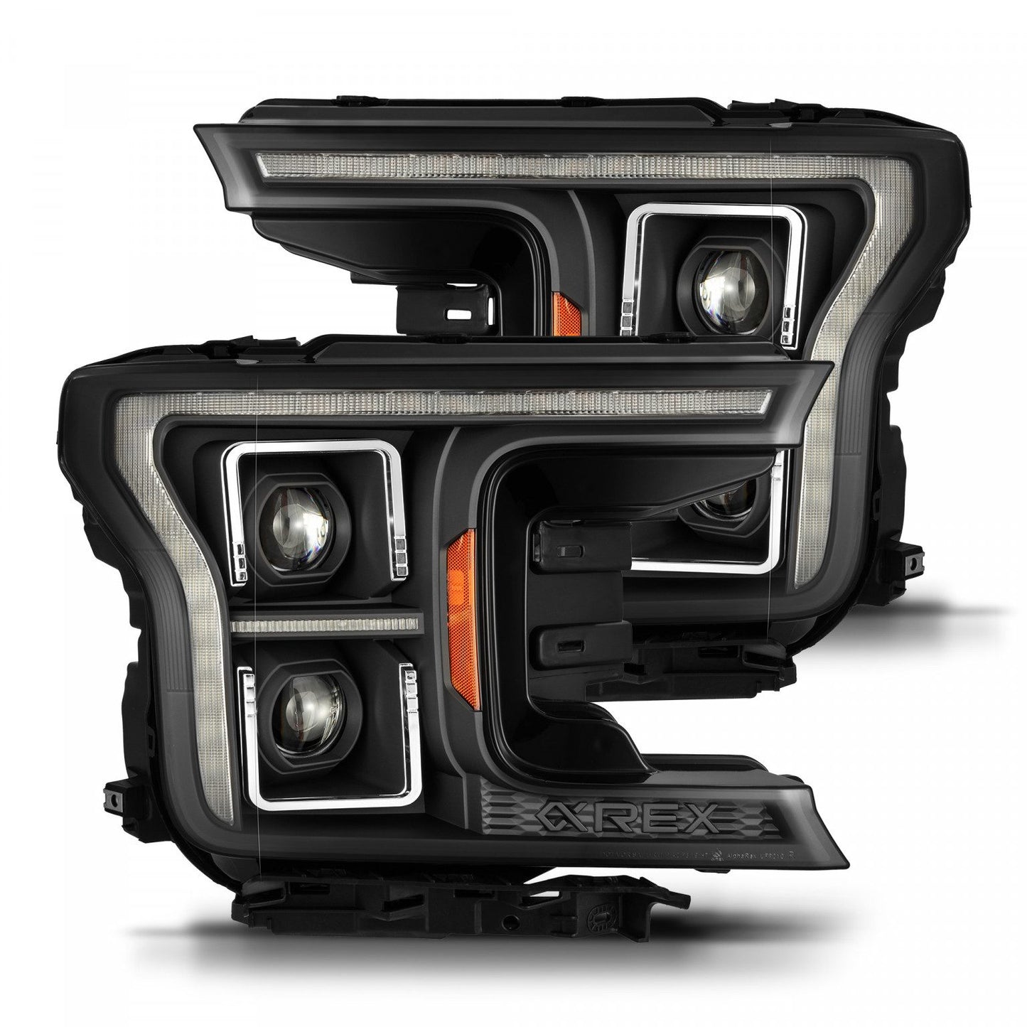 AlphaRex 18-20 Ford F-150 LUXX LED Proj HL Blk Actv Lgt Seq Sig SB DRL