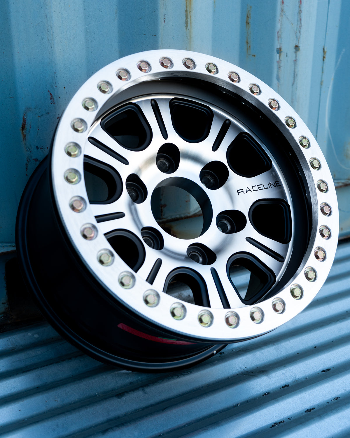 Raceline RT232 Monster 15x8in 6x139.7 BP -32mm Offset 107.95mm Bore - BLK & Machined Beadlock Wheel