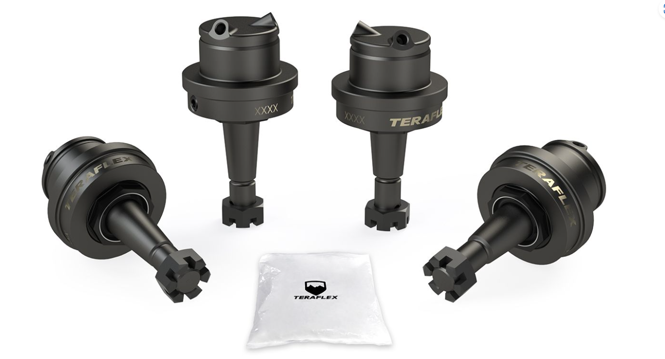 TeraFlex 2018-2024 Jeep Wrangler JL, Gladiator JT Dana 30/44 HD Ball Joint Kit Without Knurl – Upper & Lower – Set of 4