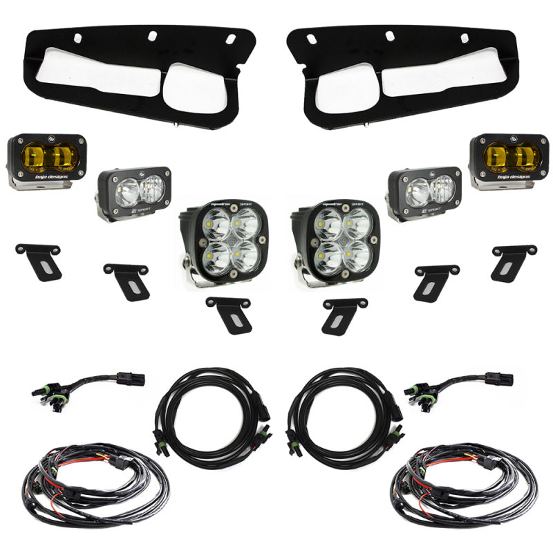 Baja Designs 21-23 Ford Bronco w/Steel Bumper S2 SAE Sportsmen Fog Pocket Light Kit - Amber With toggle Switch