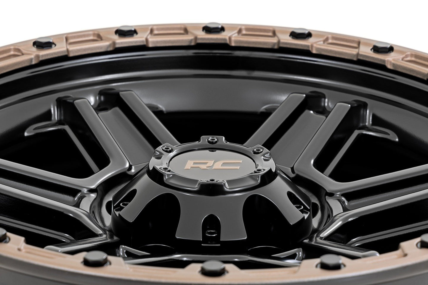 Rough Country 79 Series Wheel | One-Piece | Semi Gloss Black w/Bronze Ring | 18x9 | 5x5 | -12mm