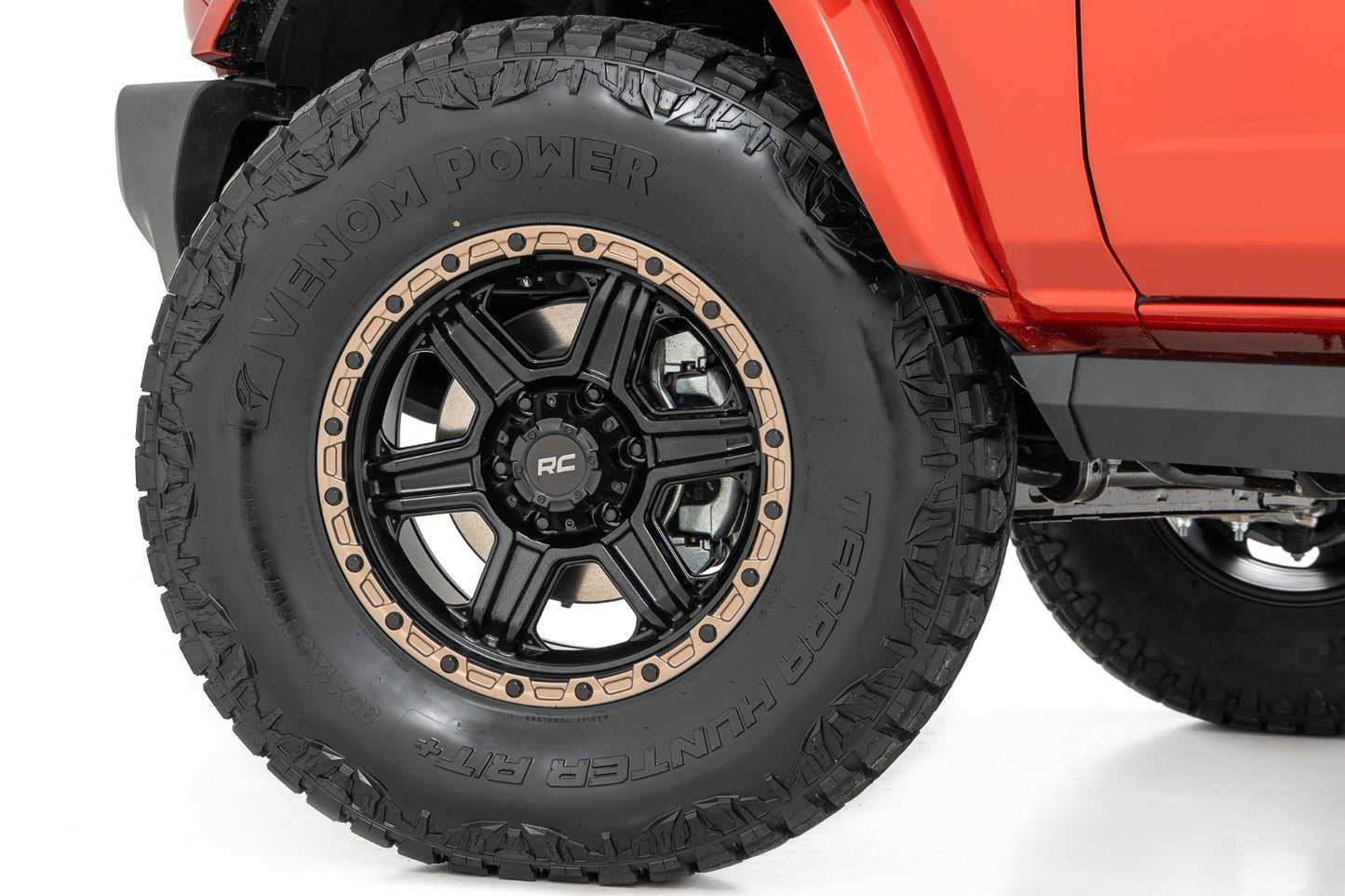 Rough Country 79 Series Wheel | One-Piece | Semi Gloss Black w/Bronze Ring | 18x9 | 5x5 | -12mm